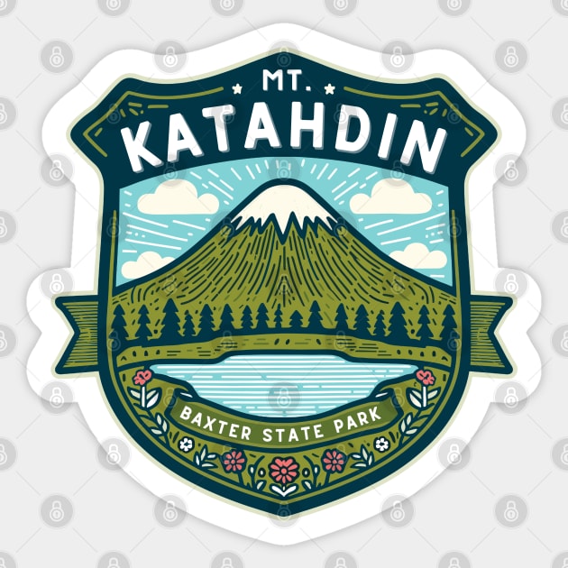 Mount Katahdin, Mt. Katahdin, Appalachian Trail - Baxter State Park, Maine, Georgia to Maine, Gift, Merch, Apparel, Present, Souvenir, Shirt, Hoodie, Hat, Sticker Sticker by cloudhiker